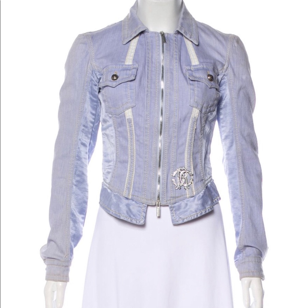 Roberto Cavalli Soft Denim Zip Up Jacket 🔥💙
